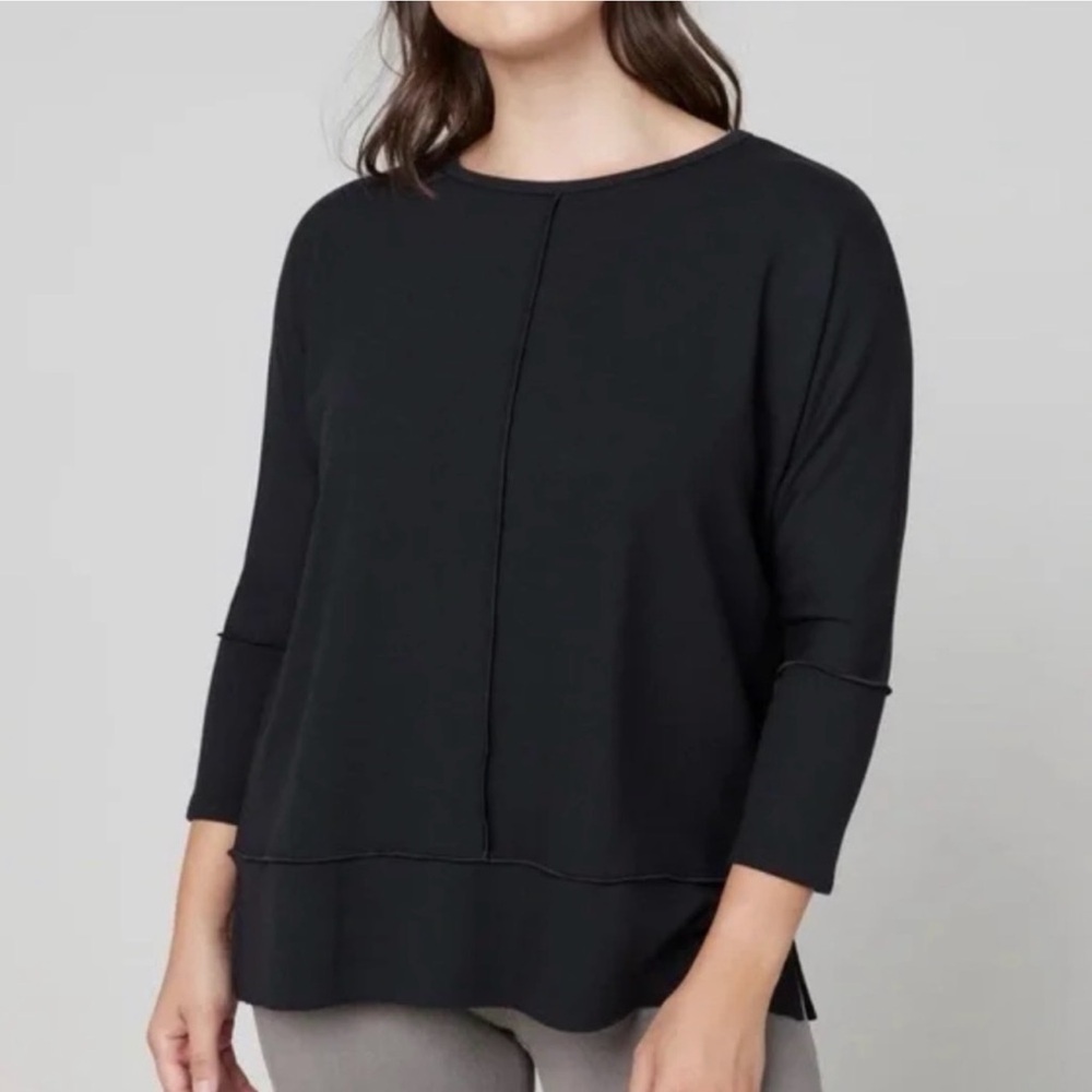 SPANX Perfect Length Dolman 3/4 Sleeve Top Tunic Black Size 1X Stretch Comfy
